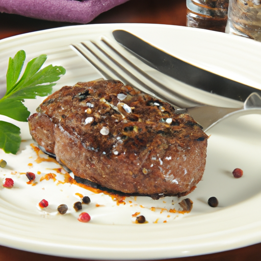 A succulent filet mignon topped with peppercorns